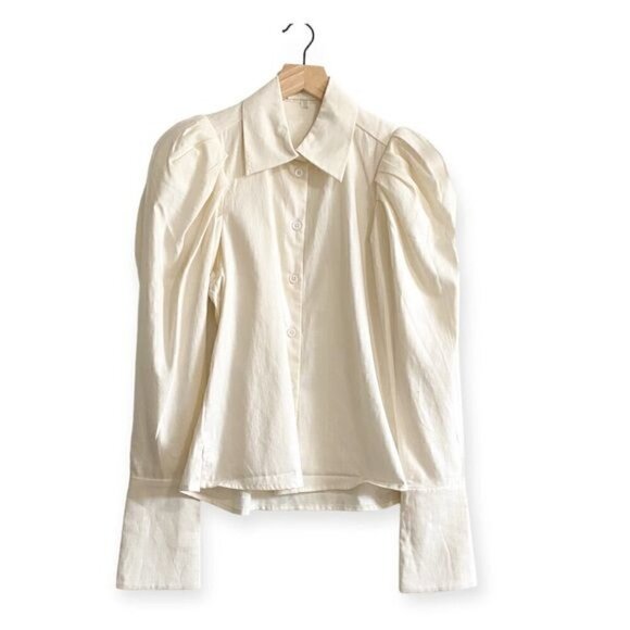 Divine Heritage Puff Sleeve Button Down Blouse, Size XS, New without tag - Picture 3 of 15